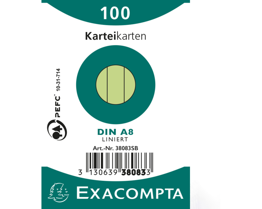EXACOMPTA Karteikarten liniert A8 38083SB grün 100 Stück