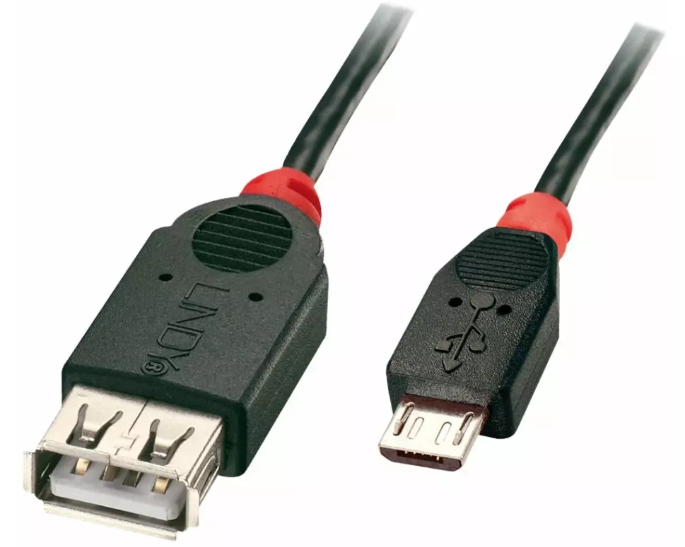 LINDY USB 2.0 Cable Type Micro-B / A OTG, 1m Micro-B plug to A coupling