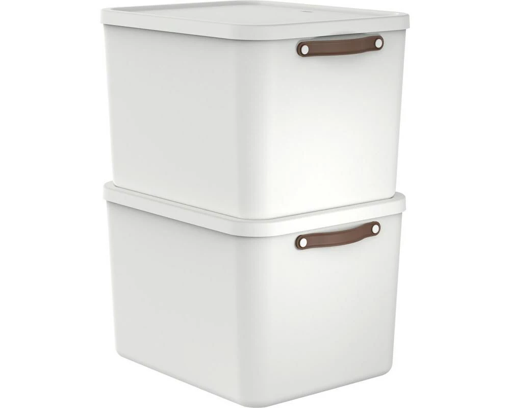Rotho Aufbewahrungsbox MALOJA 55 l, Weiss, 2 Stück