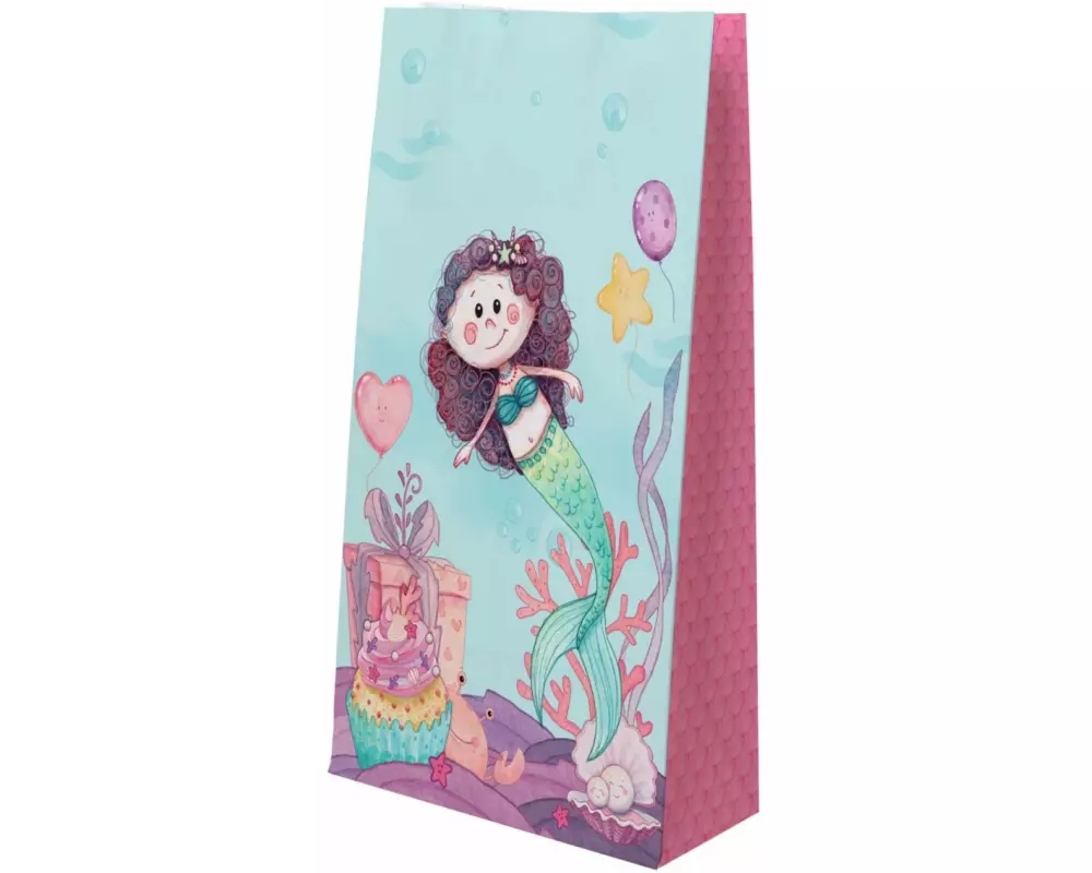 Susy Card Geschenktüte Mermaid 8 Stück, Blau/Rosa