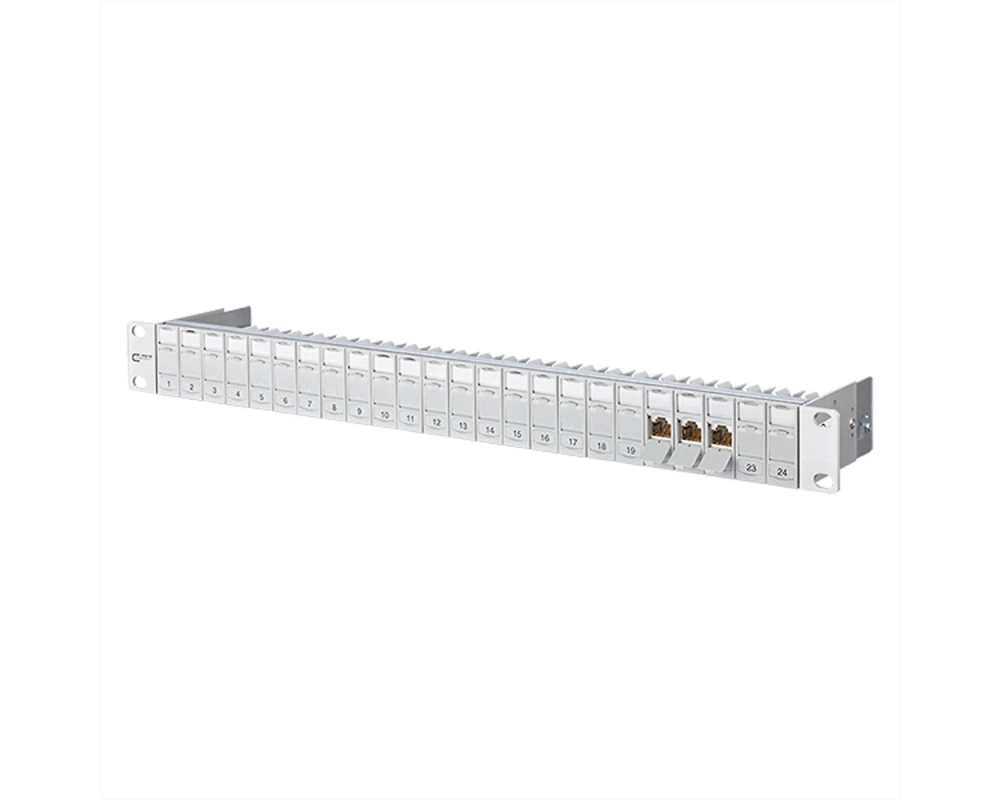 METZ CONNECT 19"-Panel 1HE bestückt mit 24 E-DAT Modulen Cat.6A (Class EA)