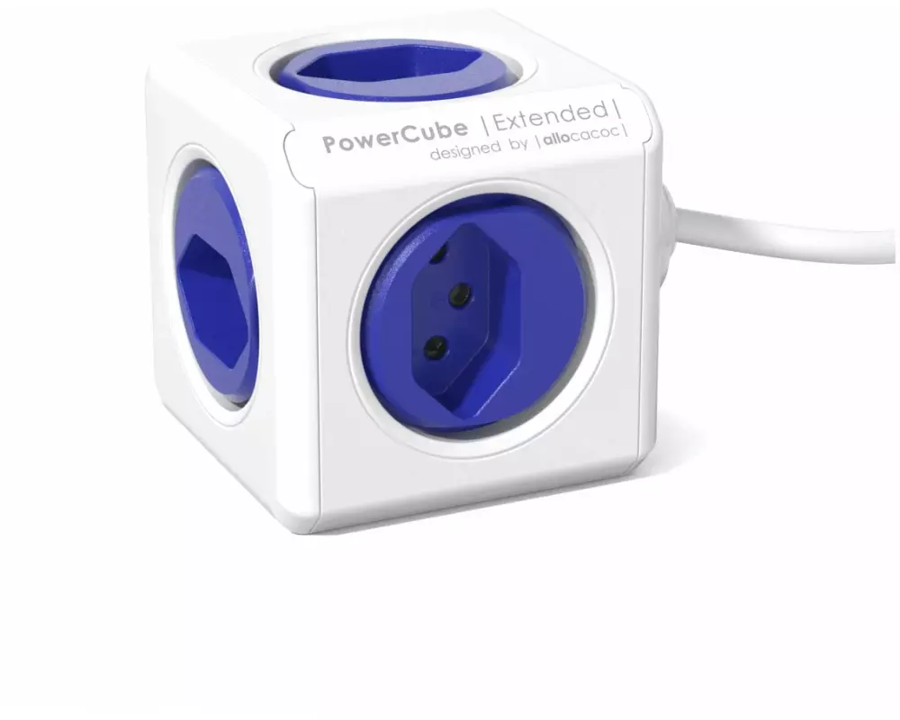 Allocacoc Tischsteckdosenleiste PowerCube Extended 5x T13 blau