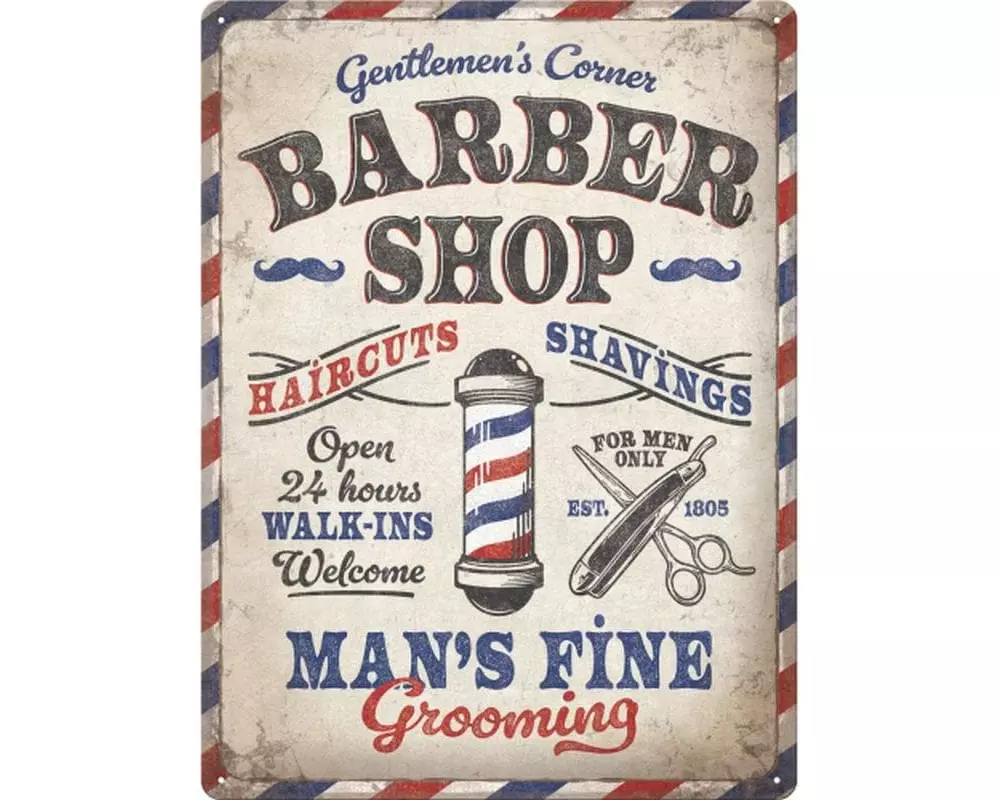 Nostalgic Art Schild Barber Shop 30 x 40 cm, Metall