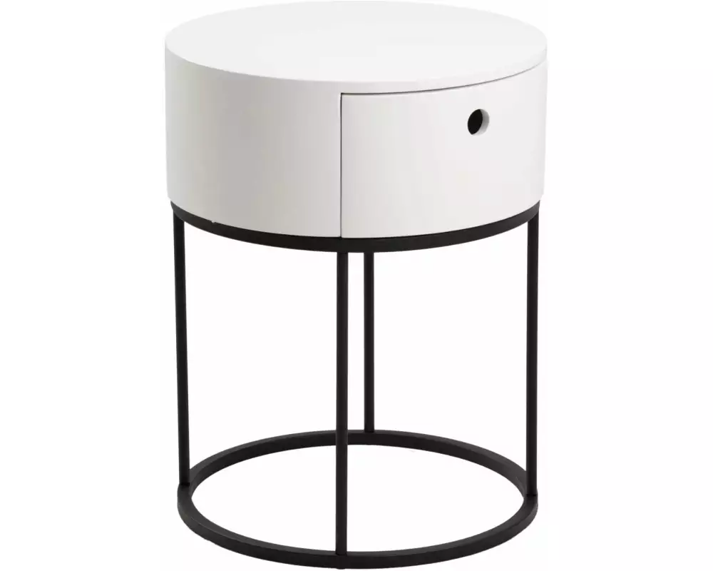 AC Design Nachttisch Polo Ø 40 x 51 cm, Schwarz/Weiss