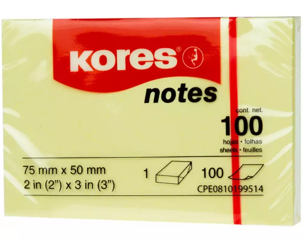 Kores Notizzettel 5075, 5 x 7.5 cm, 12 Blöcke, Gelb