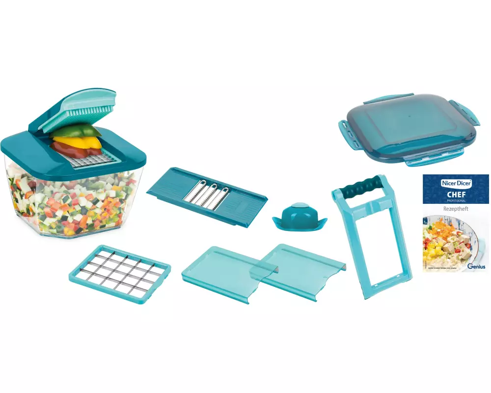 Genius Gemüseschneider Chef Professional Türkis, 12-teilig