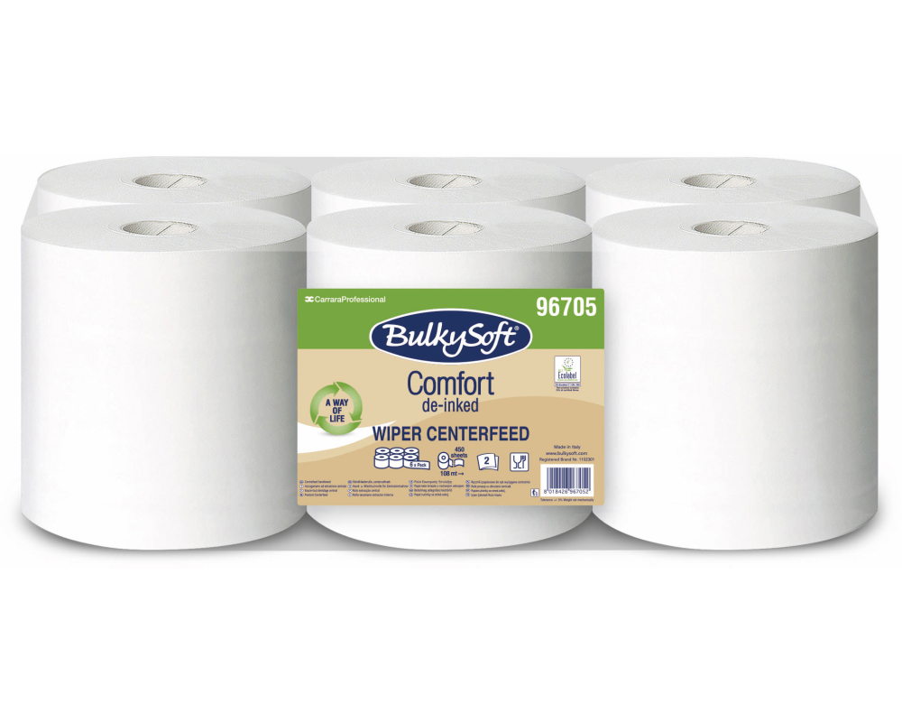 BULKYSOFT Putztuchrolle 2-lagig 19x24cm 32977 Midi Comfort weiss,recyc 6 Rl.