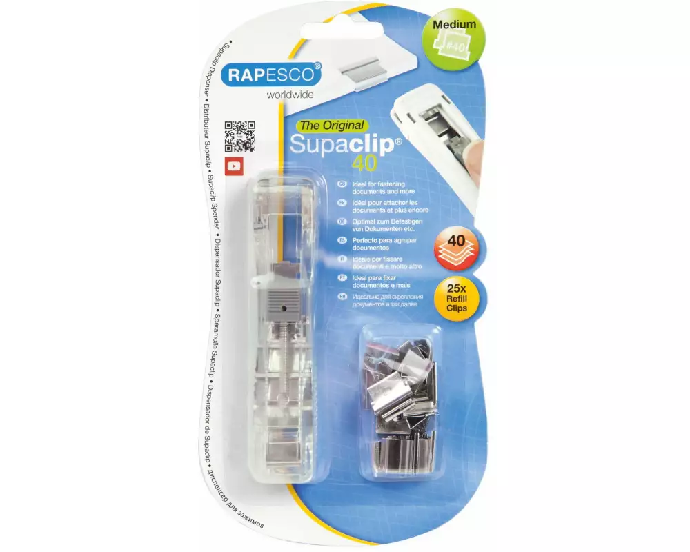 Rapesco Papierklemme Supaclip 25 Stück und Spender