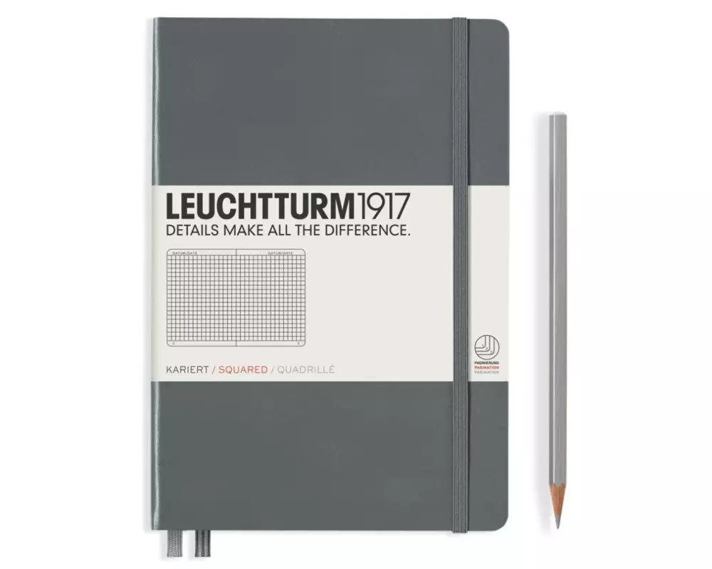 Leuchtturm Notizbuch Medium A5, Kariert, 2-teilig, Anthrazit