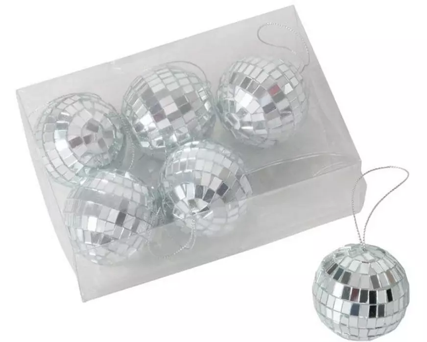 Boltze Weihnachtsschmuck Disco 6 Stück, Silber