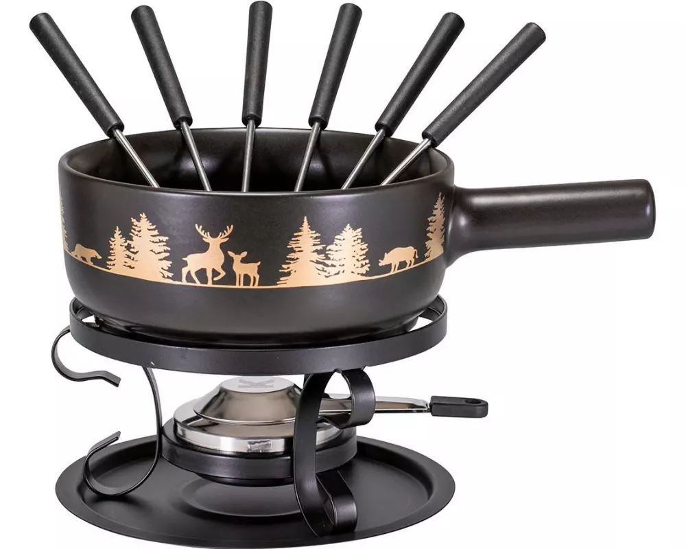 Kadastar Käsefondue-Set Wildtiere 9 Teile, Schwarz