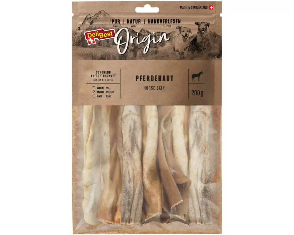 DeliBest Kausnack Origin Pferdehaut 200 g