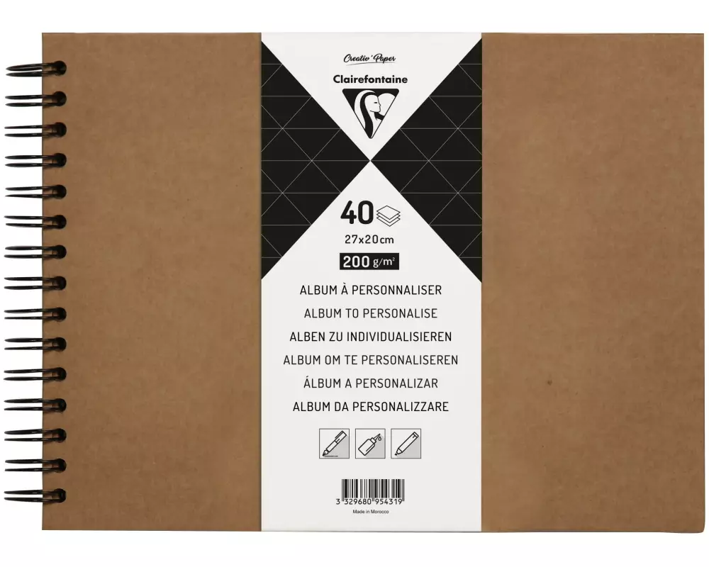 Clairefontaine Fotoalbum DIY 27 x 20 cm, Blanko, Braun