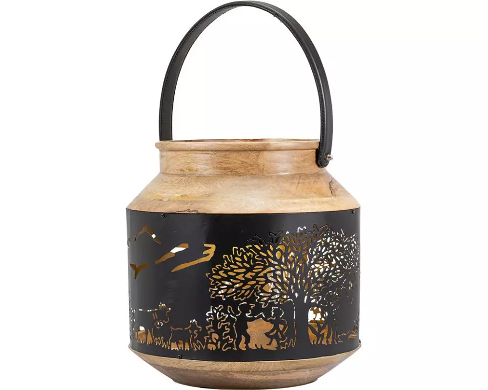 Kadastar Laterne Bergchilbi 31 cm, Braun/Schwarz