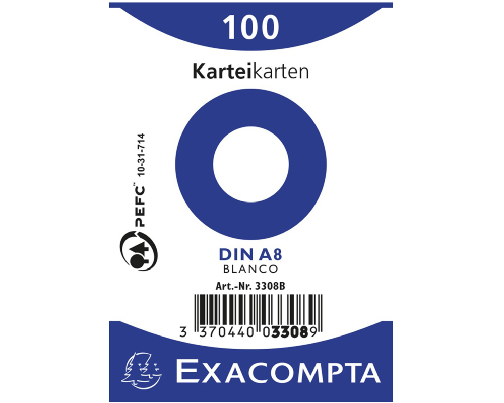 EXACOMPTA Karteikarten blanko A8 3308B weiss 100 Stück