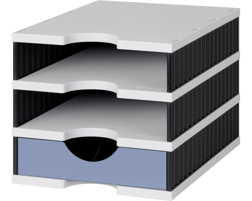 STYRO Ablagesystem styrodoc 268-0103.9836S bk/grau,3 Fächer 248x331x225mm