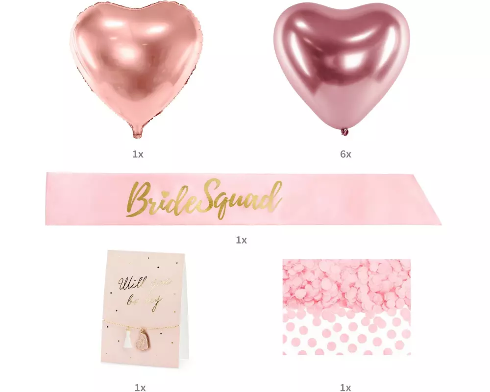 Partydeco Partyset Bride Squad Mix 10 Stück, Rosa