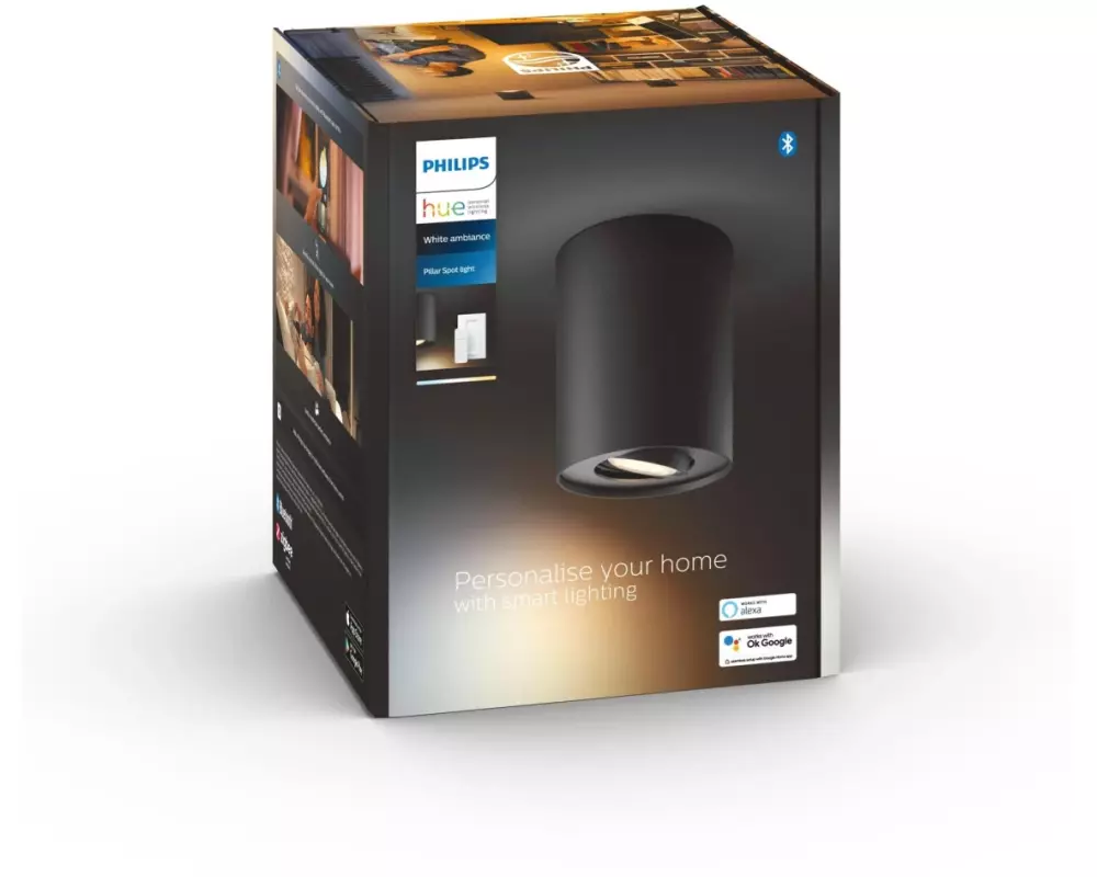 Philips Hue Aufbauspot White Ambiance, Pillar 1x GU10, Schwarz