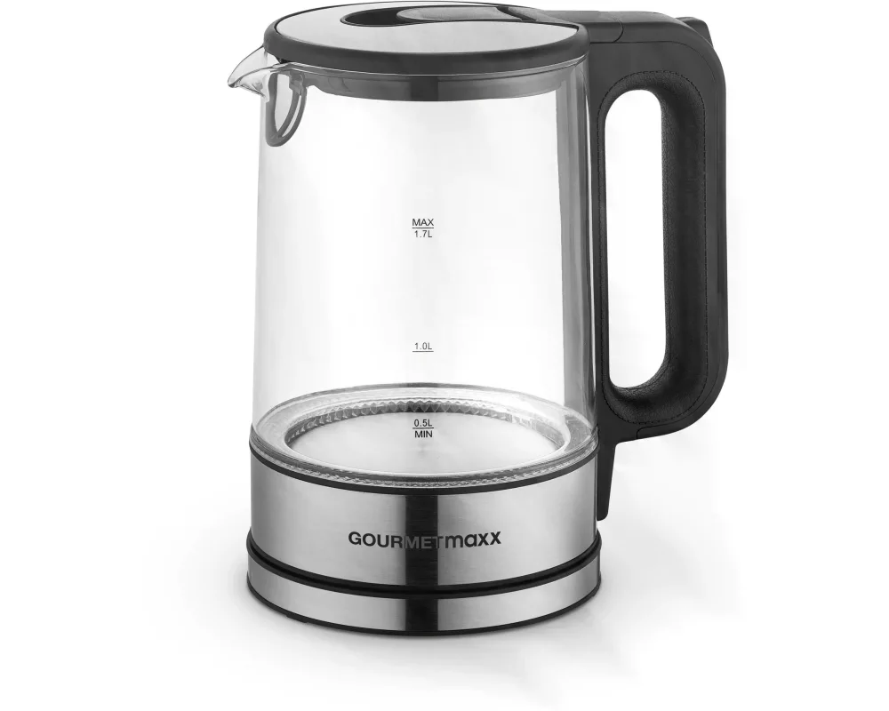 GOURMETmaxx Wasserkocher 1.7 l, Silber/Transparent