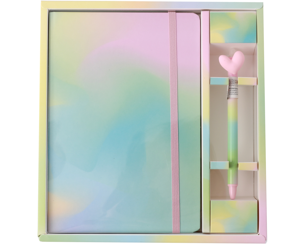 ROOST Set Notizbuch und Stift XL2051 Regenbogen liniert