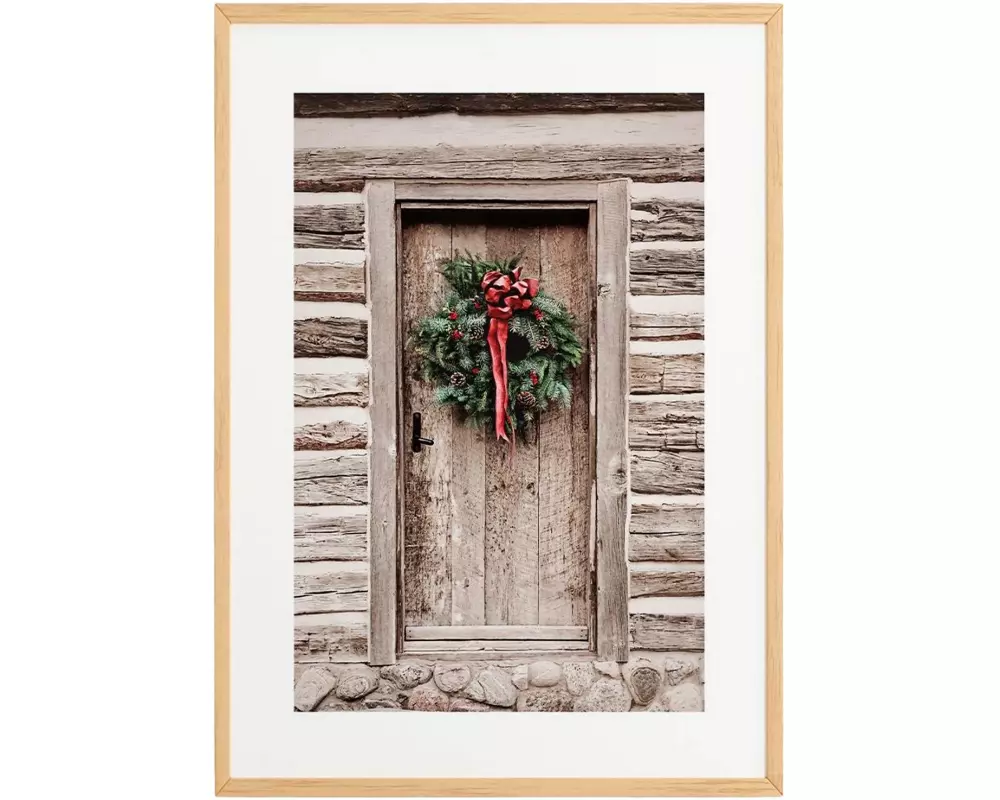 Wallxpert Weihnachtsbild Haustür Tür, 33x48 cm