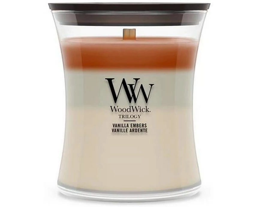 Woodwick Duftkerze Vanilla Embers Trilogy Medium Jar