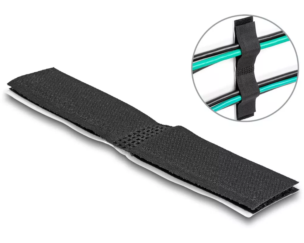 Delock Klettkabelbinder Schwarz 110 mm x 20 mm, 10 Stück