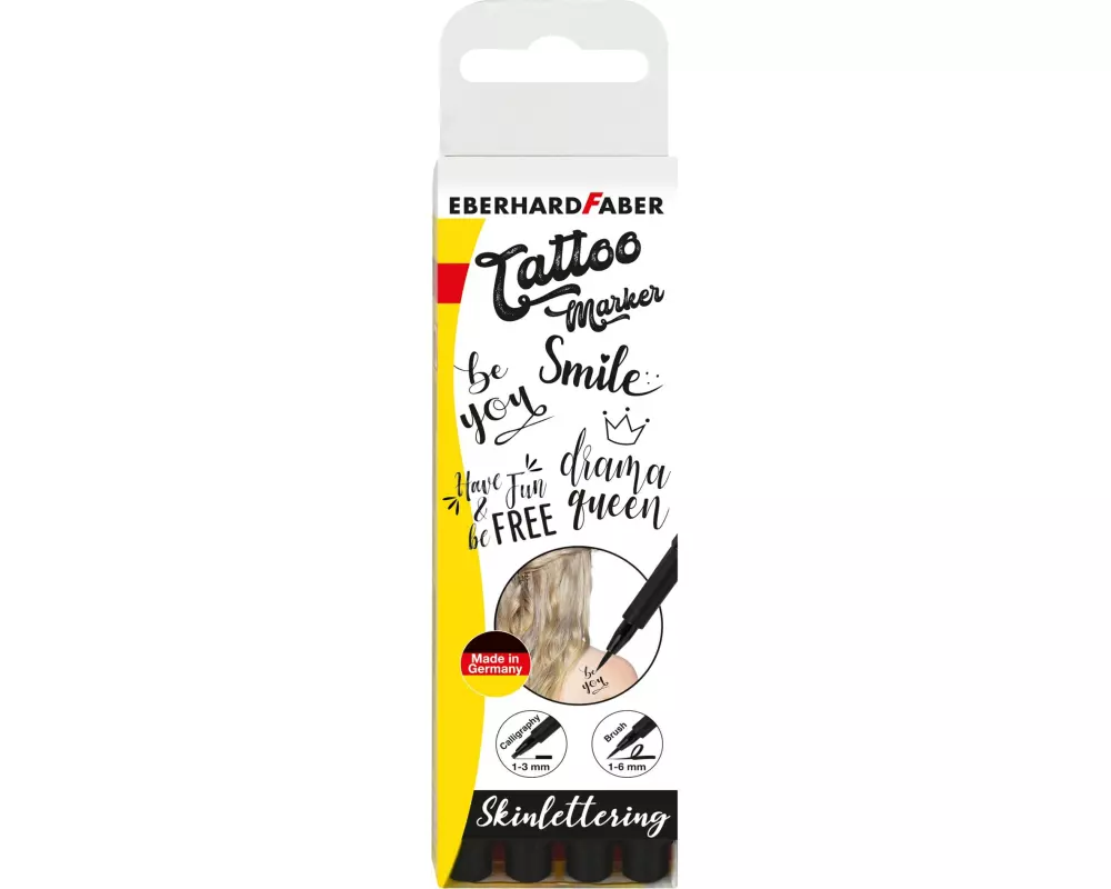 Eberhard Faber Tattoostift Skinlettering 4 Stück, Schwarz