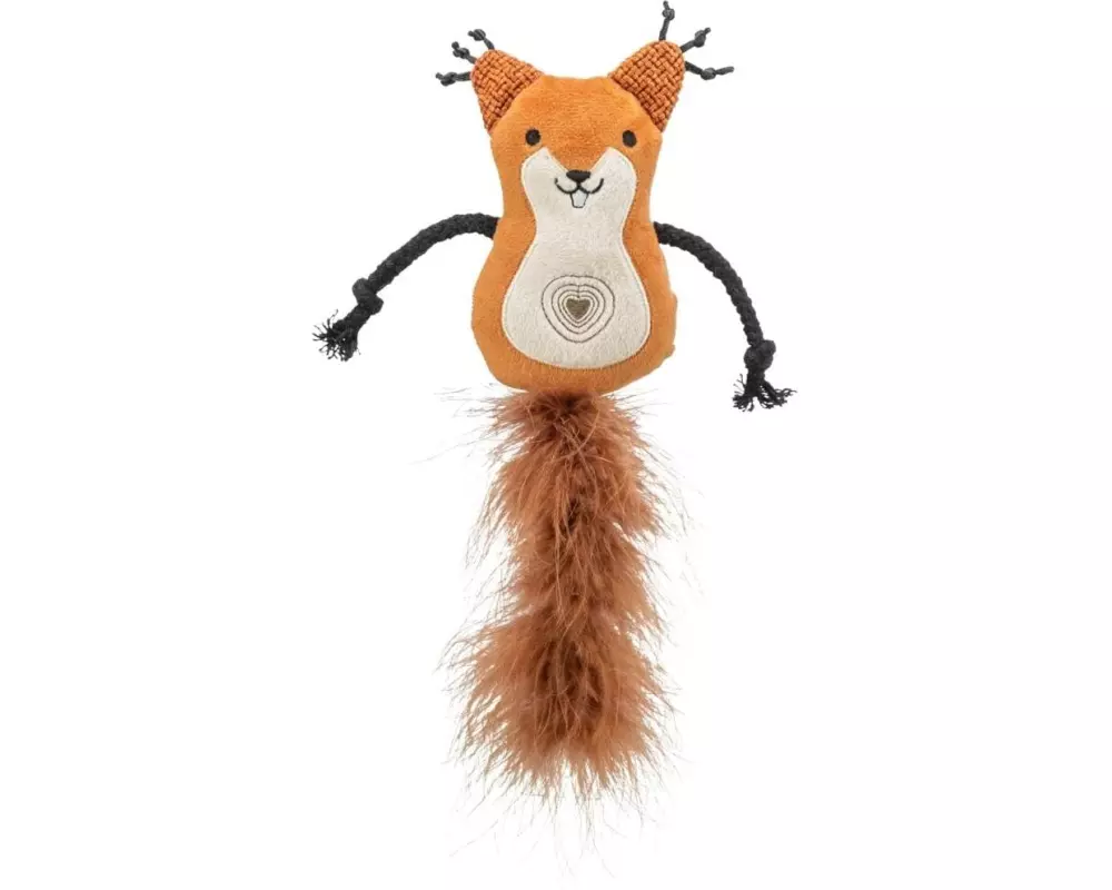 Trixie Katzen-Spielzeug Eichhörnchen, Plüsch/Feder Braun