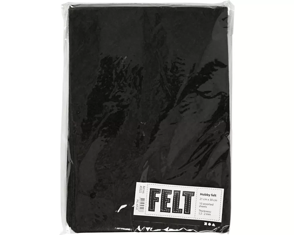 Creativ Company Bastelfilz 1.5 - 2 mm, A4, 10 Blatt, Schwarz meliert