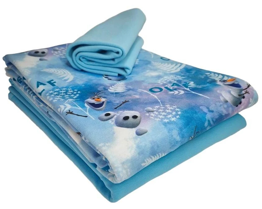 Stoffe Stoff Jersey Frozen Olaf 3-teilig, Blau, 2 x 1m