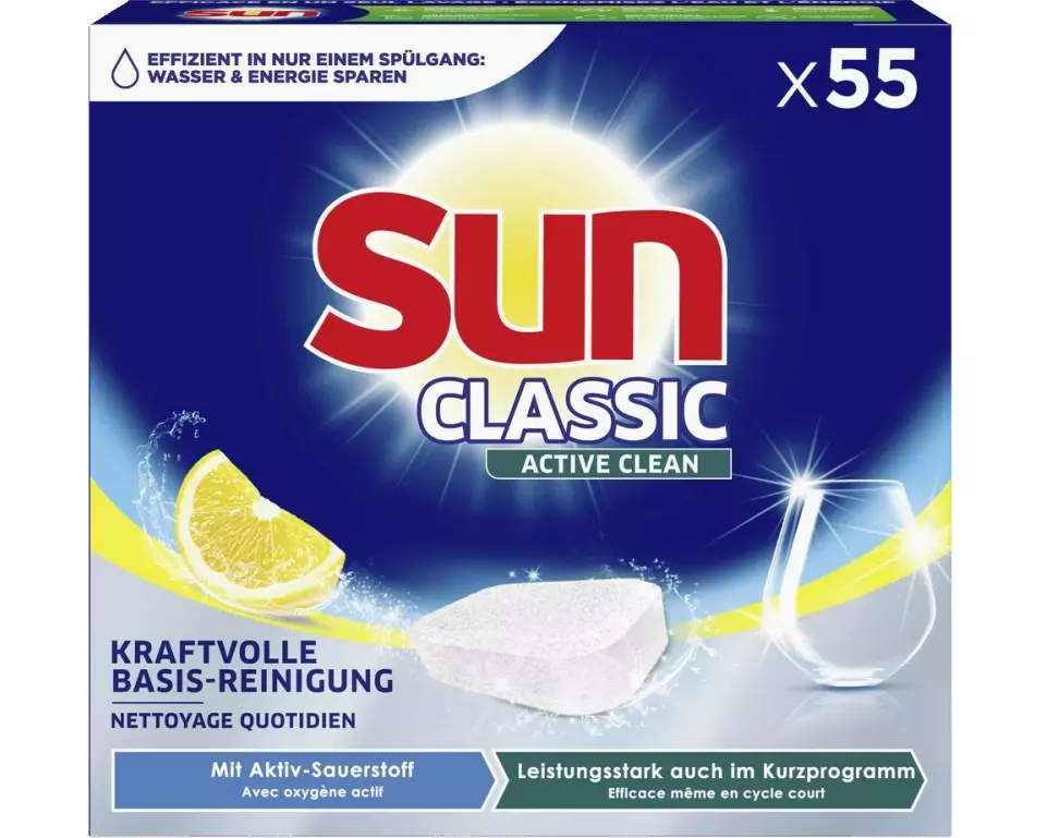 SUN Maschinenspülmittel Classic Active Clean Lemon 55 Tabs