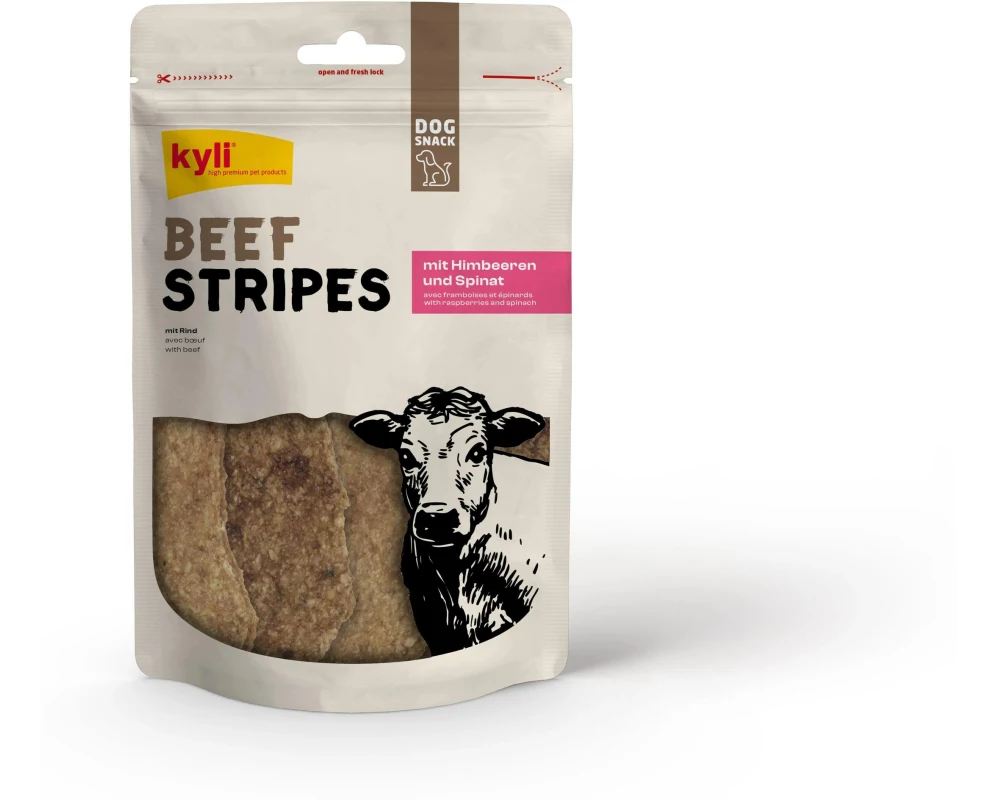 kyli Kausnack BeefStripes Himbeeren und Spinat 100 g