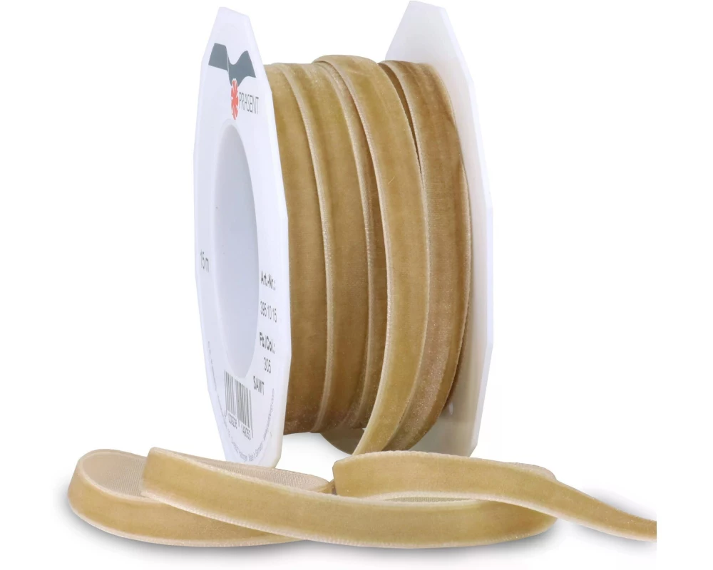 Pattberg Geschenkband Samt 10 mm x 15 m, Ocker