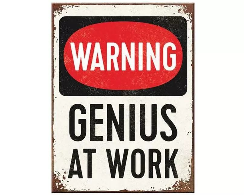 Nostalgic Art Haftmagnet Genius at Work 1 Stück, Rot/Schwarz/Weiss
