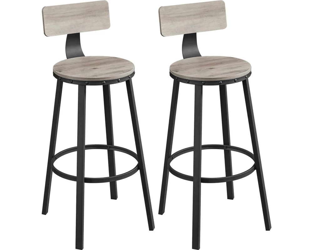 VASAGLE Barhocker 2 Stück 54.5 x 99.8 cm, Schwarz/Grau