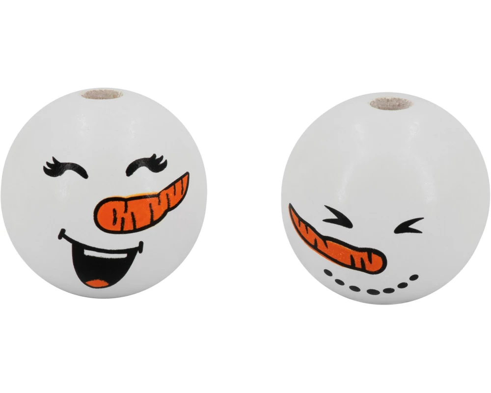 Glorex Glorex Holzperlen mit Gesicht Schneemann Weiss