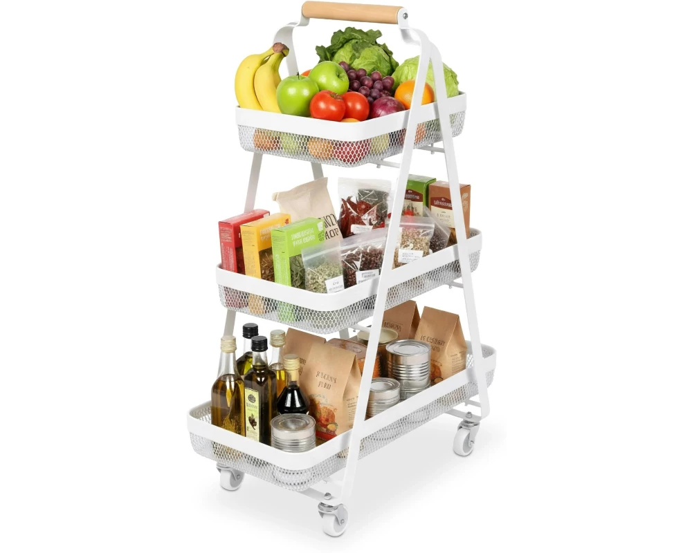 relaxdays Küchenwagen 84.5 x 57 x 31 cm Weiss