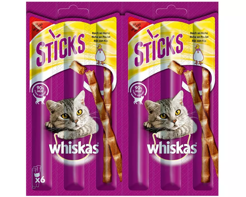 Whiskas Katzen-Snack Sticks Huhn, 6 x 6g