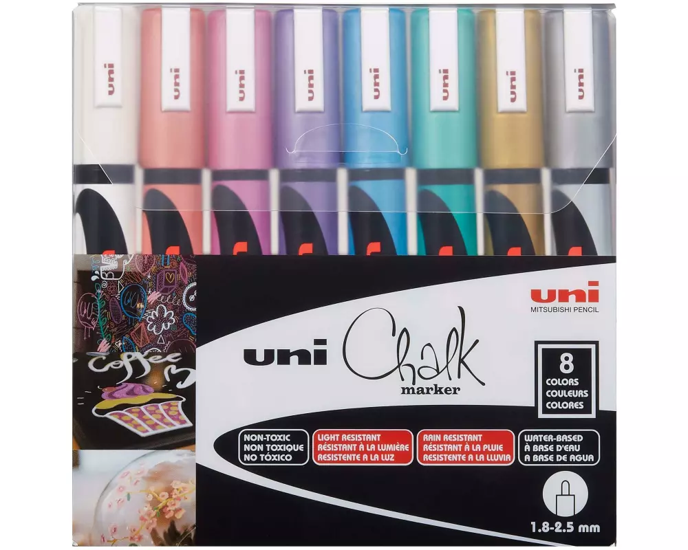Uni Kreidemarker Uni CHALK 1.8-2.5 mm Metallic Mehrfarbig 8 Stk