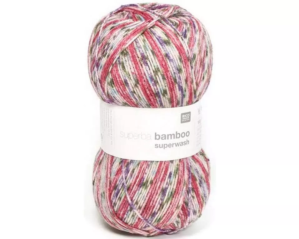 Rico Design Wolle Bamboo für Socken 4-fädig, 100 g, Rot; Grün