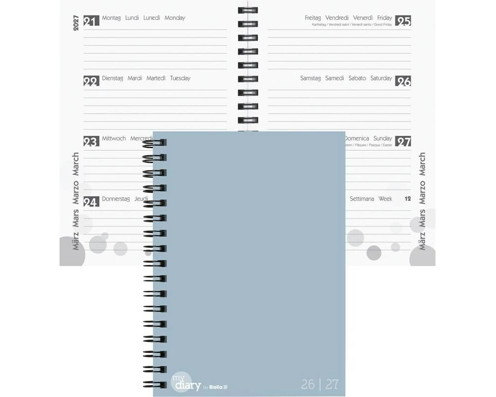 Biella Schulagenda mydiary Wire-O 2026/27 Hellblau, 12 x 16.5 cm