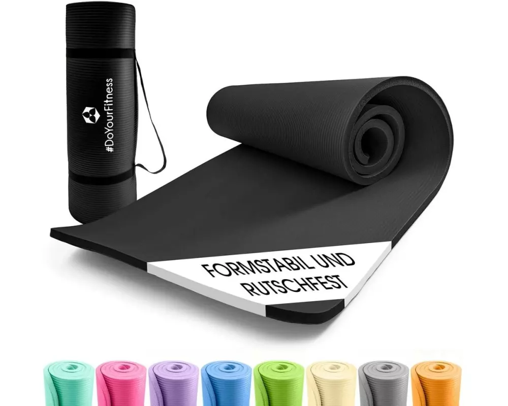 World Fitness Fitnessmatte Yogini 183 cm x 61 cm, Schwarz