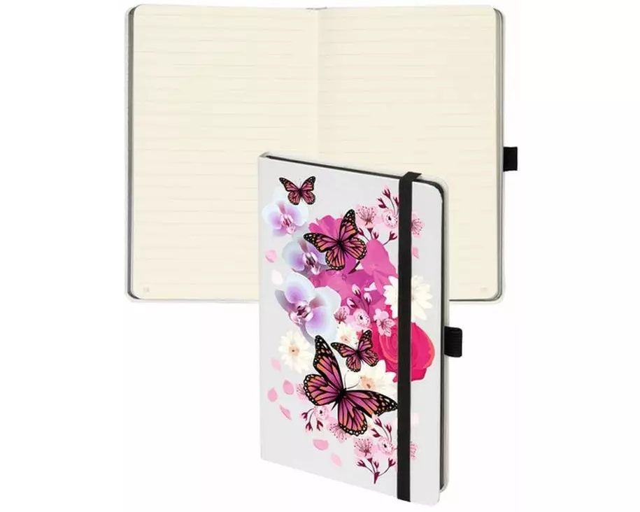 Biella Notizbuch Kompagnon White Trend Butterfly 12.5 x 19.5 cm
