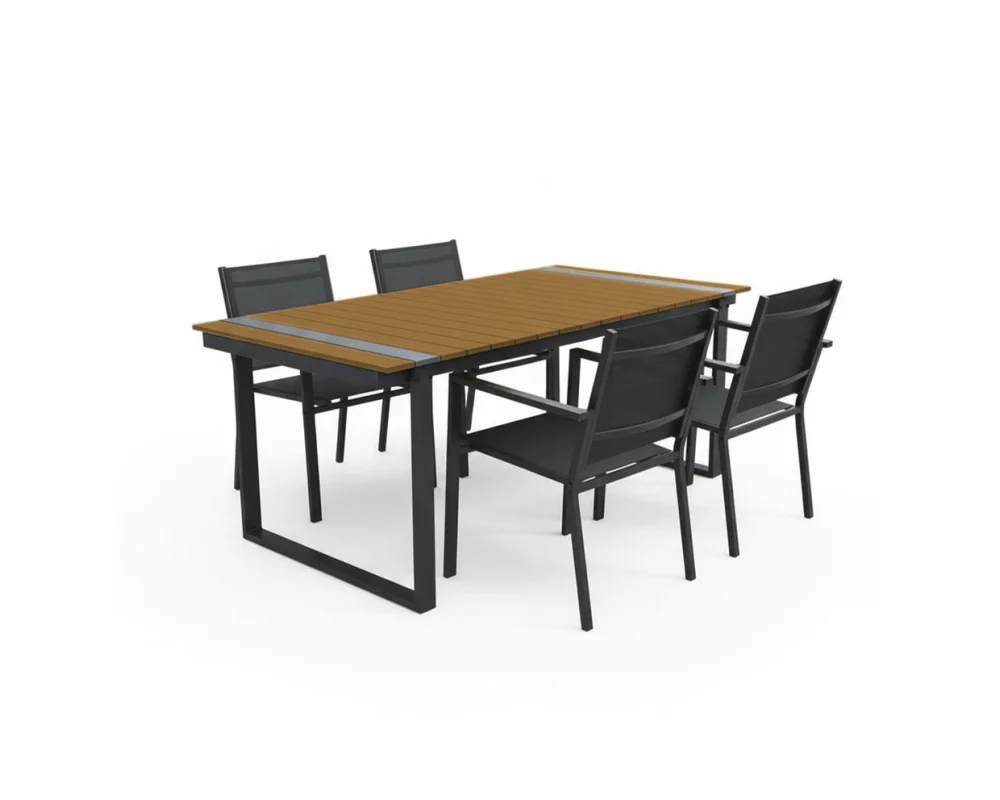 CONTINI Gartentischset 180x90xm mit 4 Stühlen