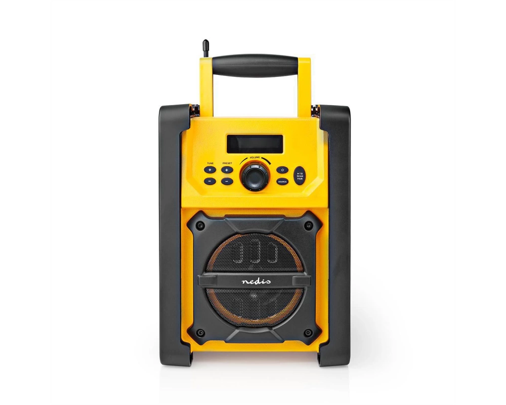 Nedis Baustellenradio FM, Bluetooth, AUX, Schutzart IPX5, Batterie/Netzbetrieb