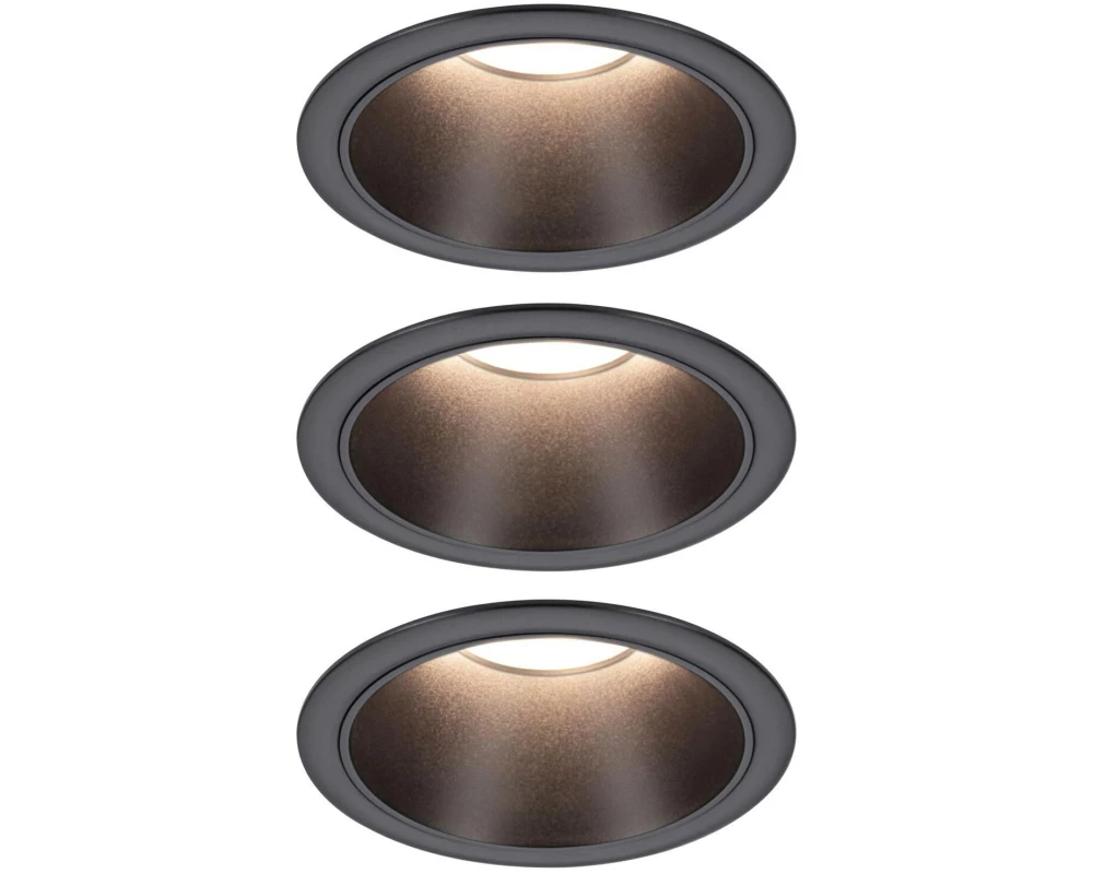 Paulmann Einbauleuchte LED Cole Coin 3er-Set Schwarz
