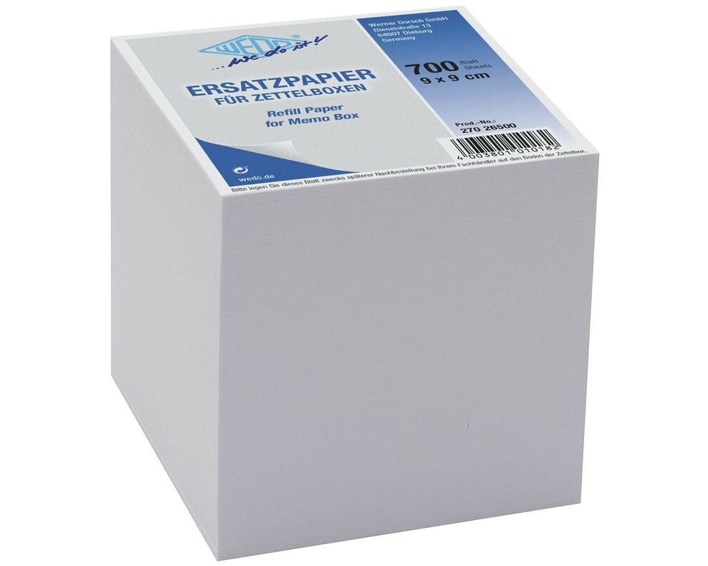 WEDO Ersatzzettel 90x90mm 27026700 weiss, 80g 700 Blatt