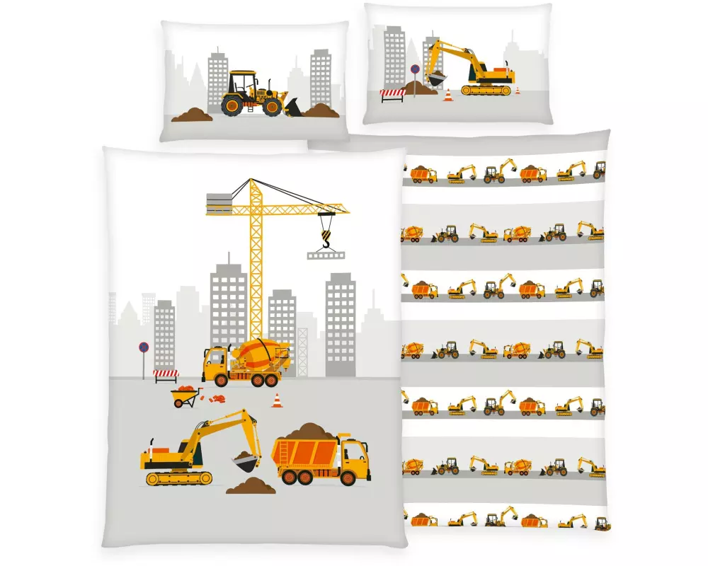 Herding Kinder Bettwäschegarnitur Baustelle 160 x 210 cm