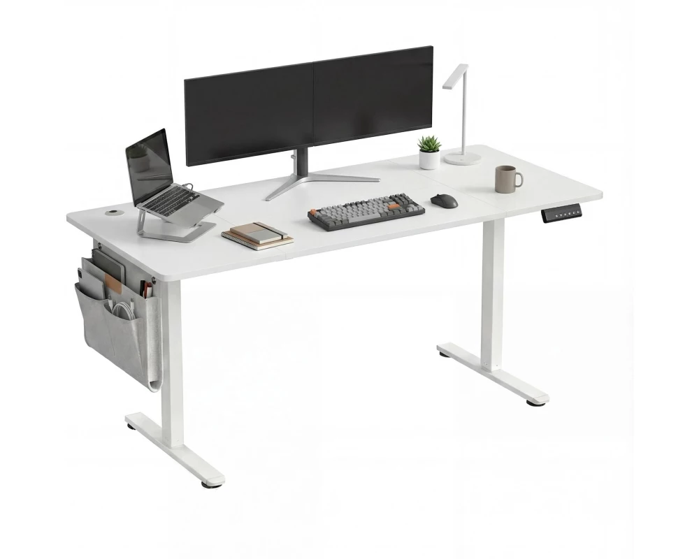 Songmics Stehtisch höhenverstellbar, elektrisch, 160 cm, weiss